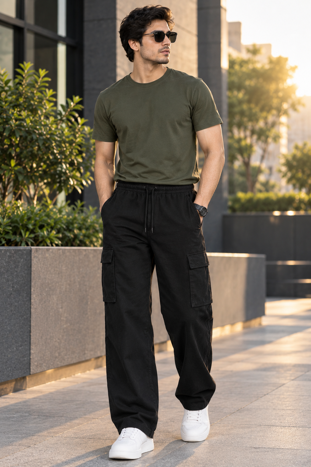 LEON Men’s Cotton Loopknit Cargo Jogger