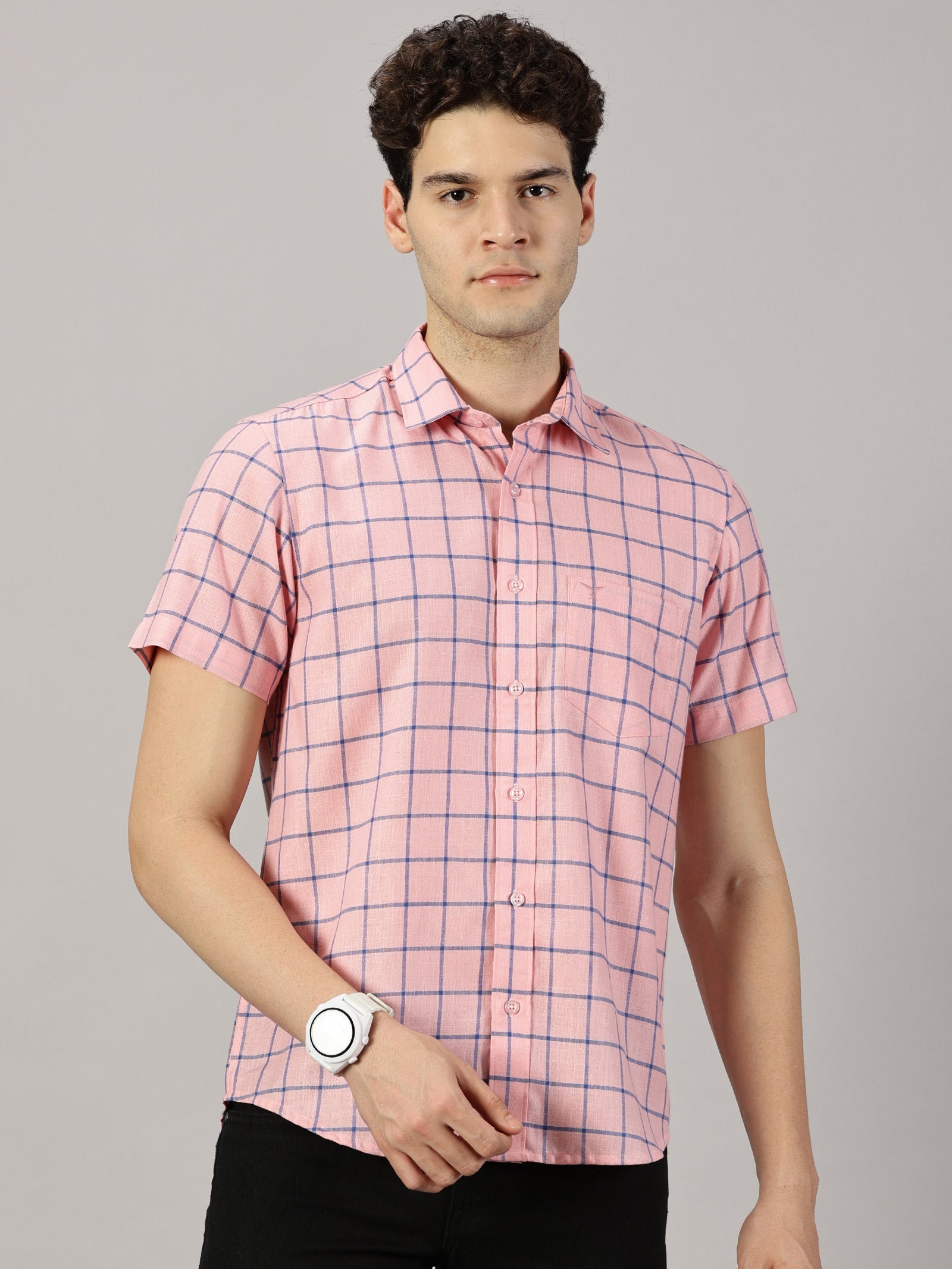 Checkered Poly Cotton Half Sleeve Shirt