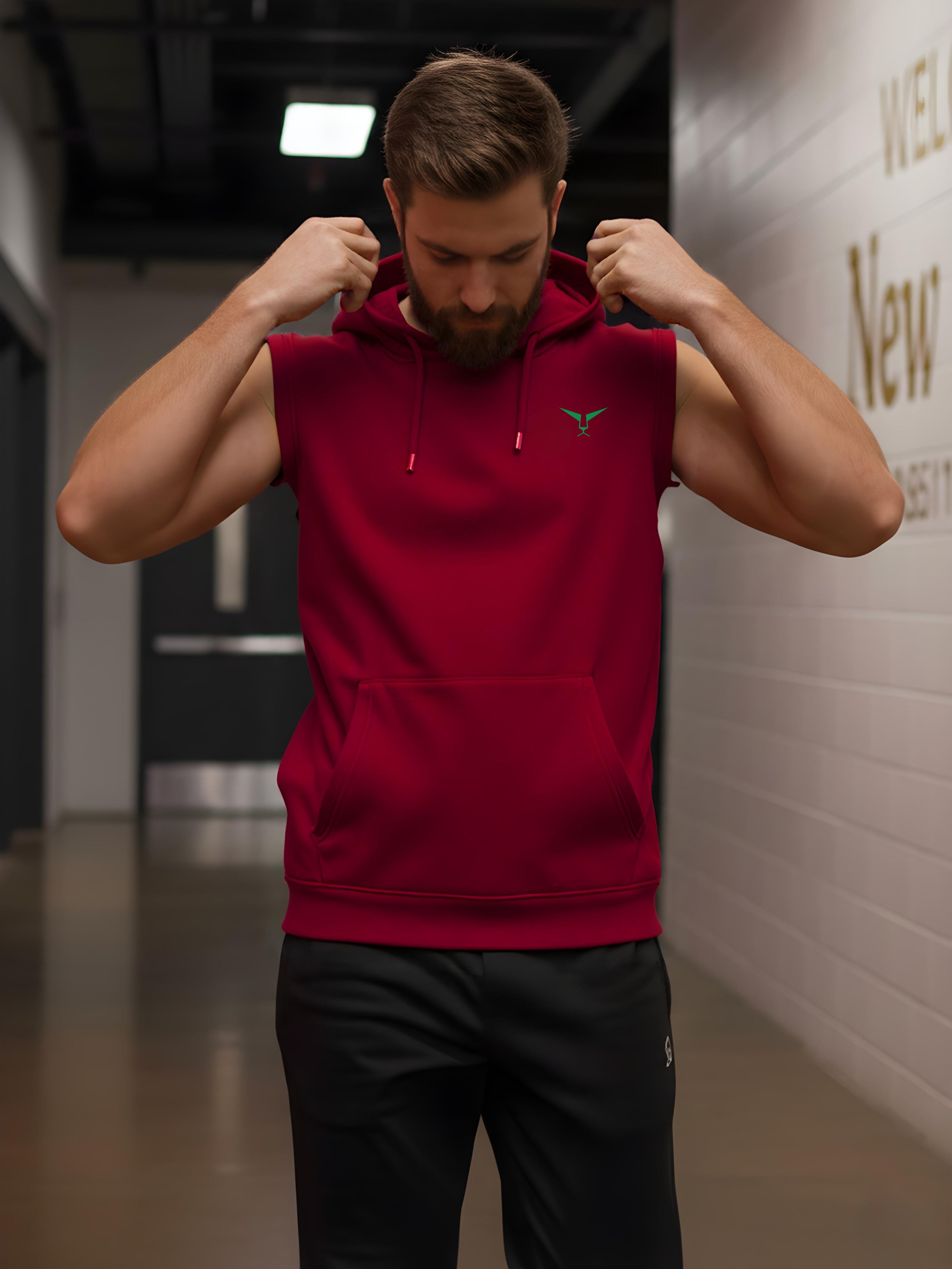 Solid Sleeveless Pullover Hoodie