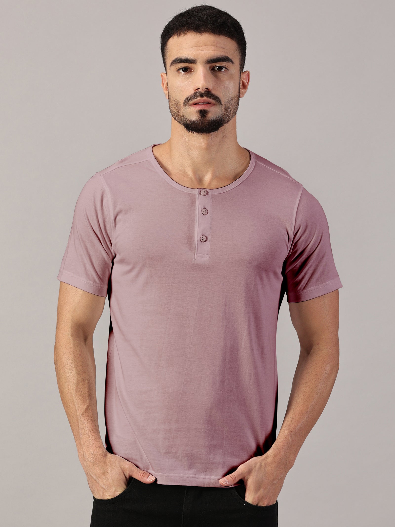 Henley Neck  Half Sleeve T-Shirt