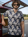 Cuban Collared Oversized Geometric Printed Shirt LEON