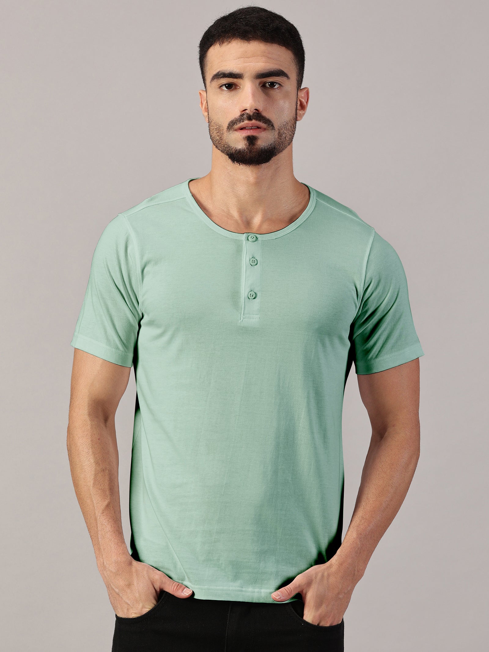 Henley Neck  Half Sleeve T-Shirt