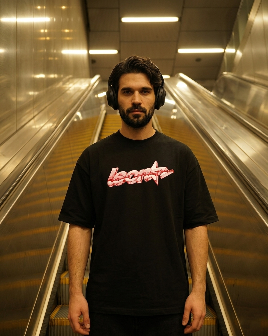 LEON Men's Oversized Leon Star Pink Printed T-Shirt LEON