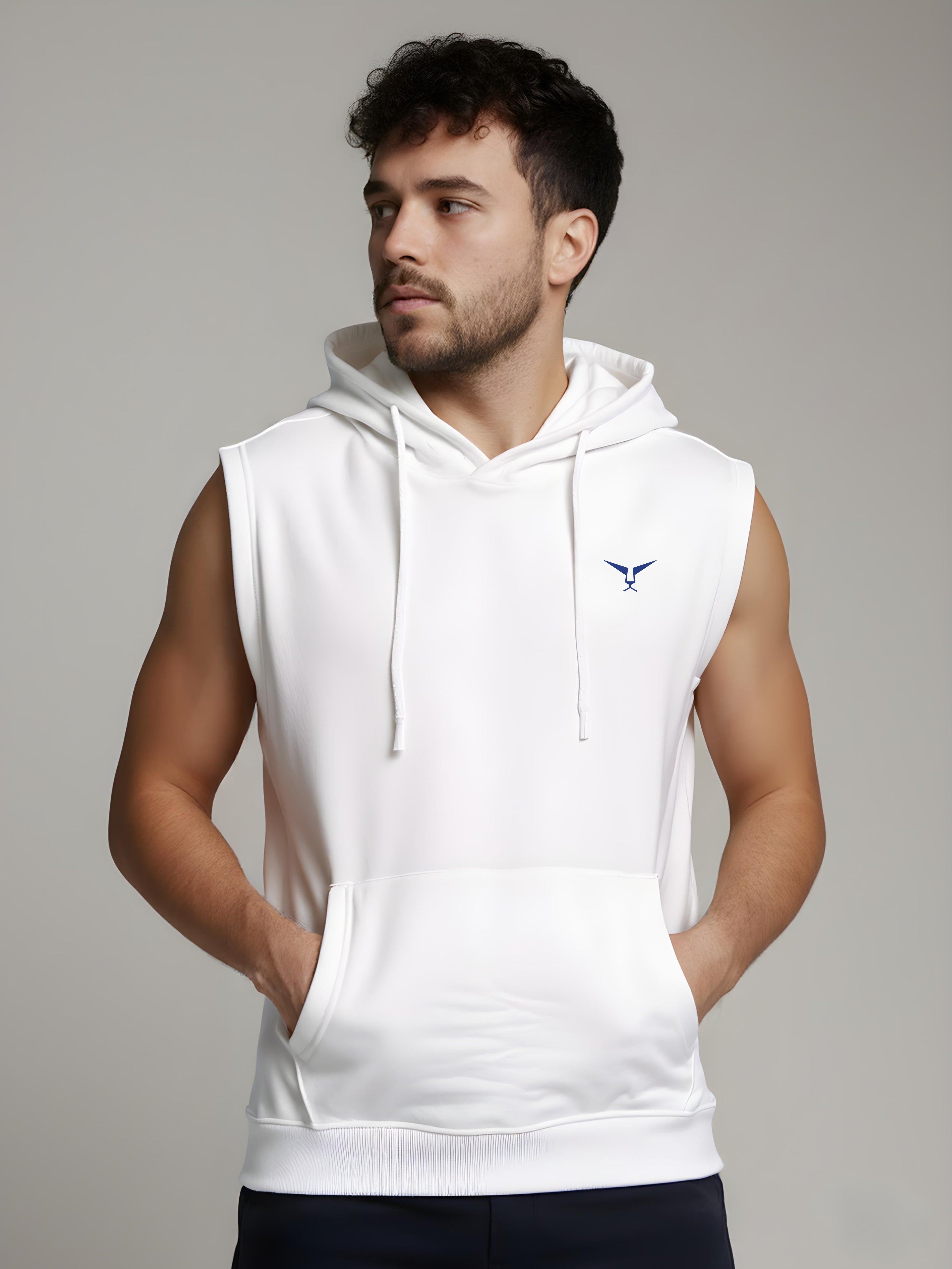 Solid Sleeveless Pullover Hoodie