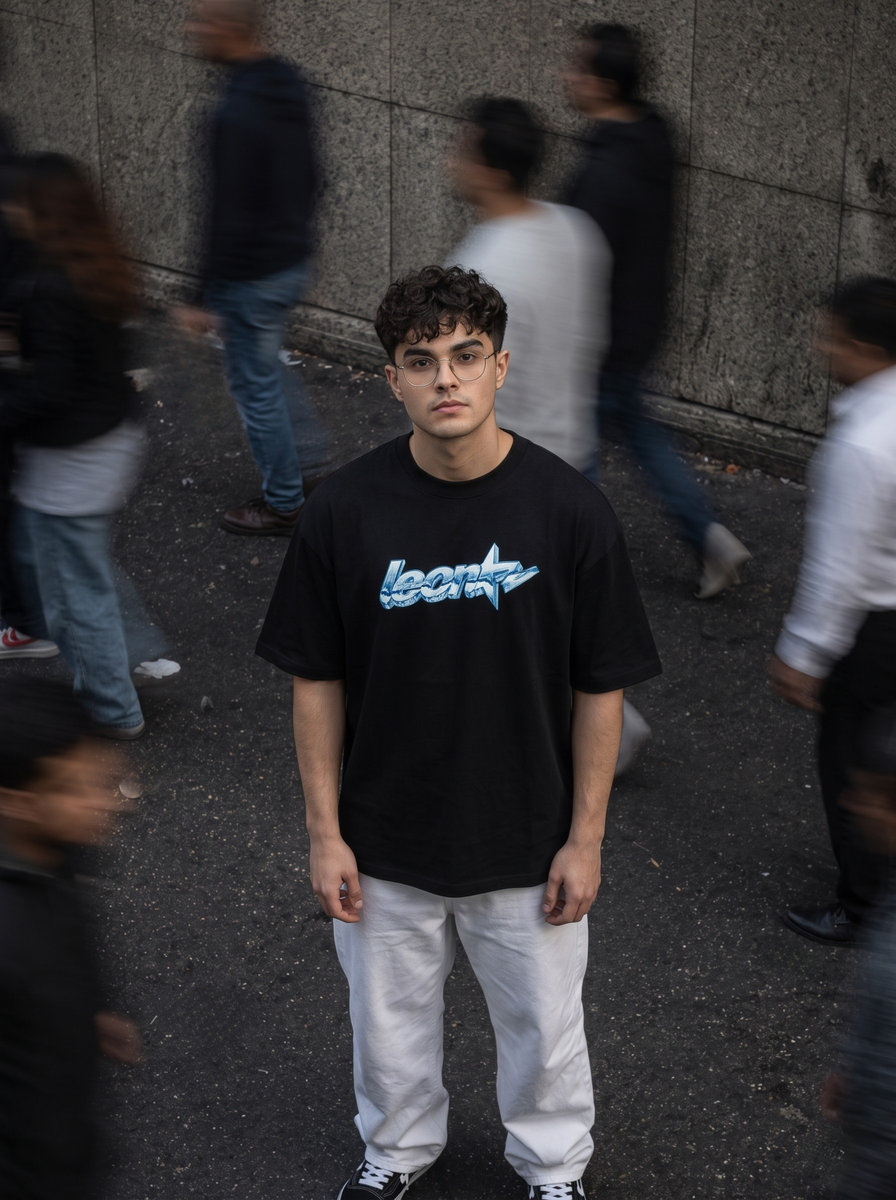 LEON Men's Oversized Leon Star Blue Printed T-Shirt LEON