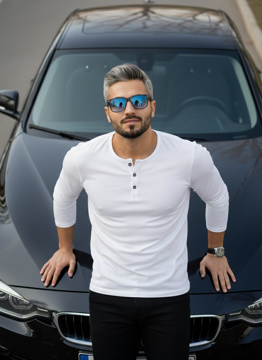 Henley Neck Full Sleeve T-Shirt