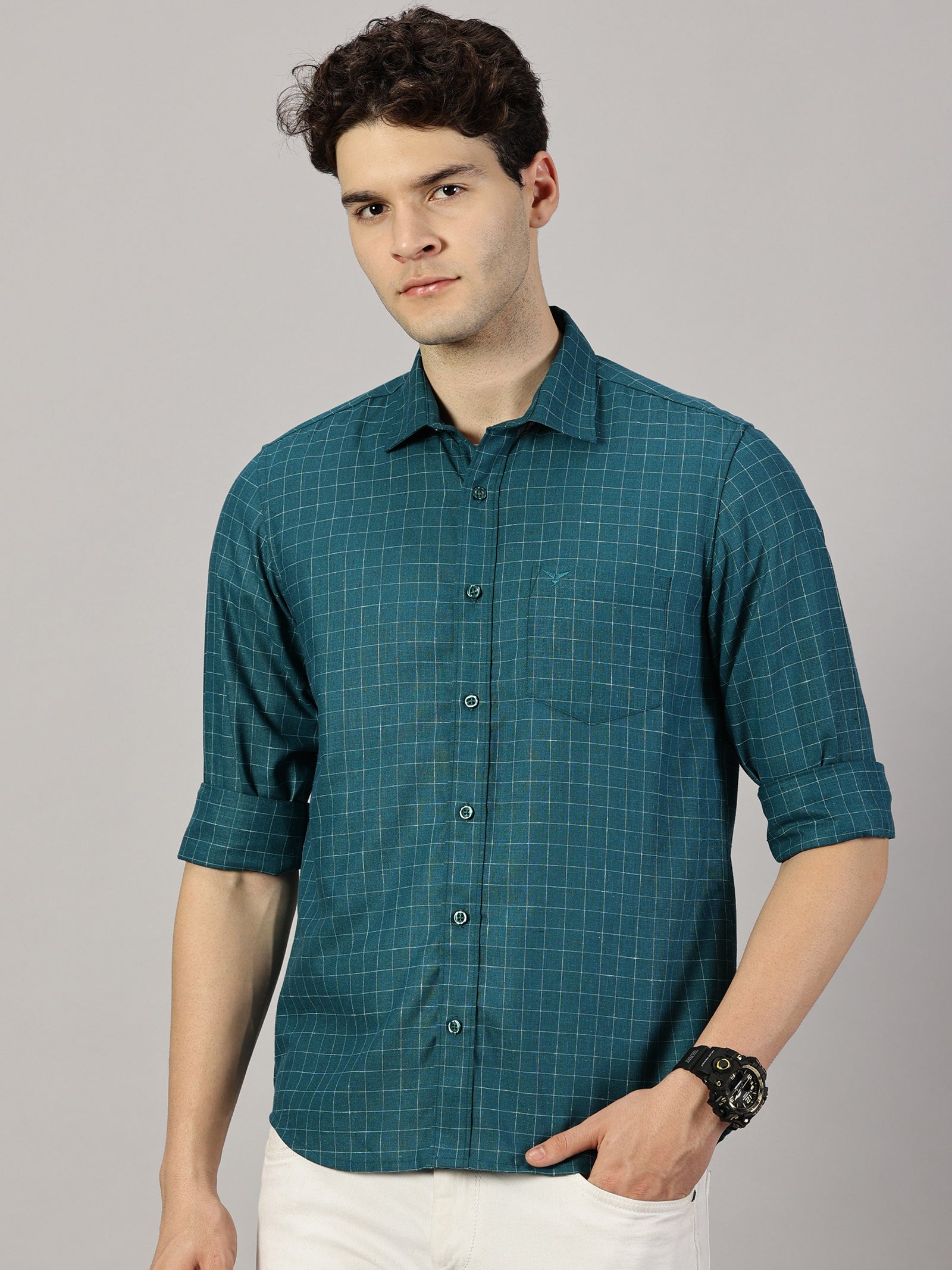 Checkered Poly Cotton Full Sleeve Shirt