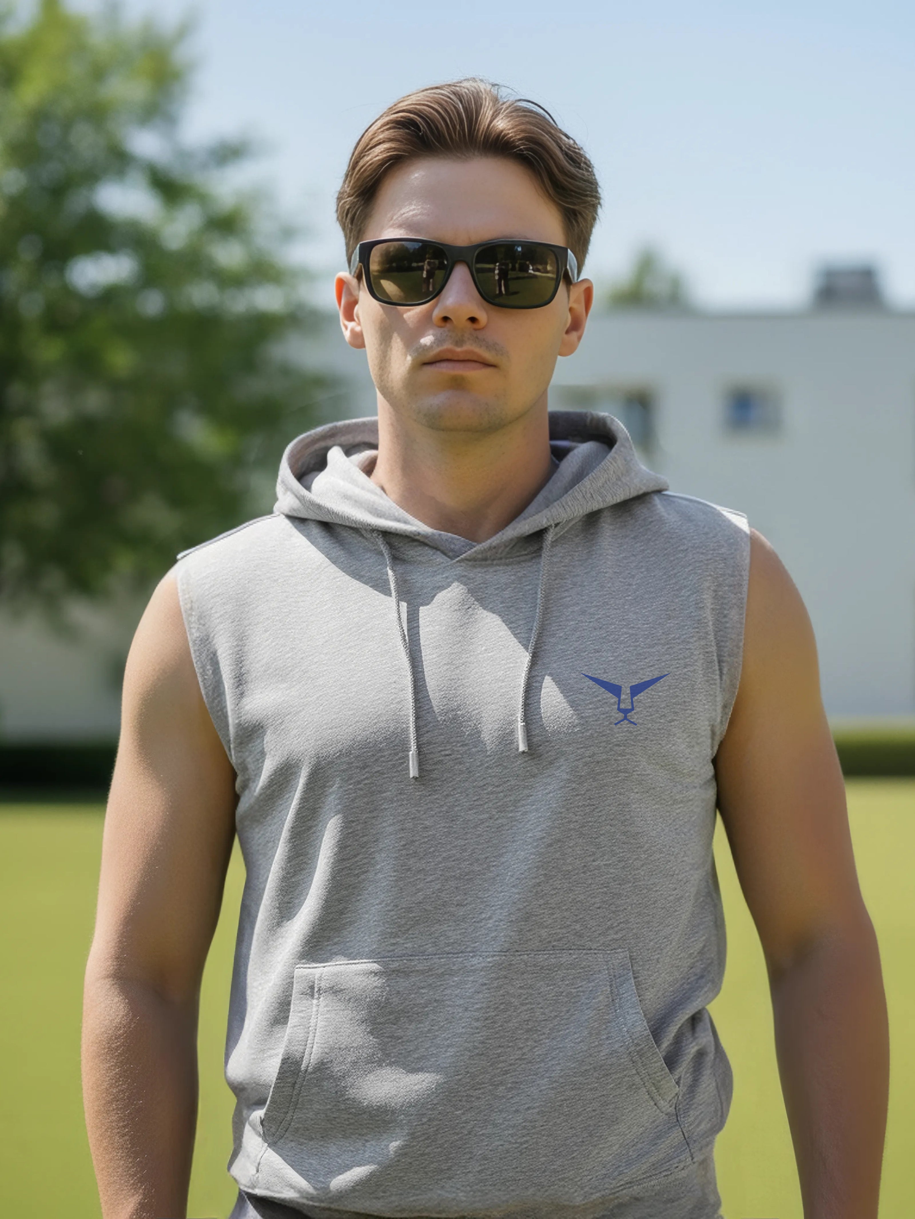 Solid Sleeveless Pullover Hoodie