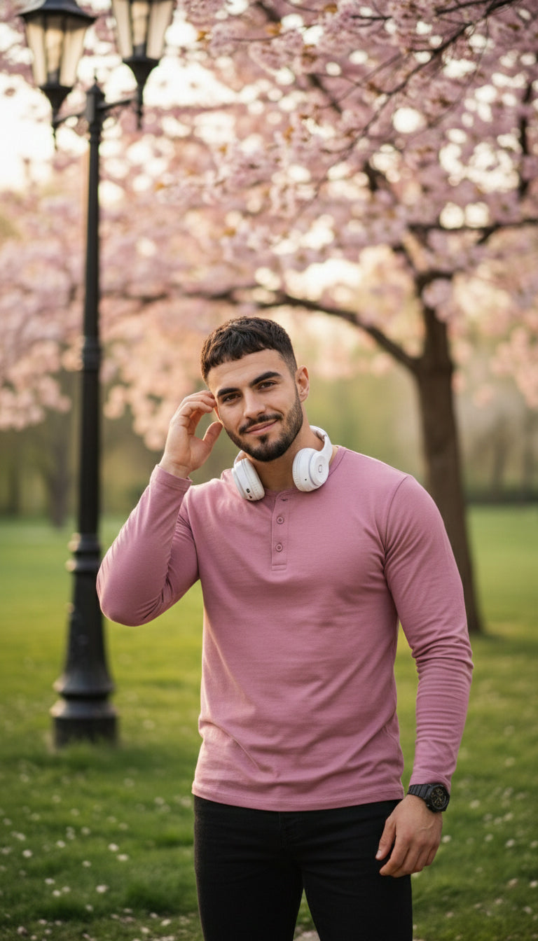 Henley Neck Full Sleeve T-Shirt