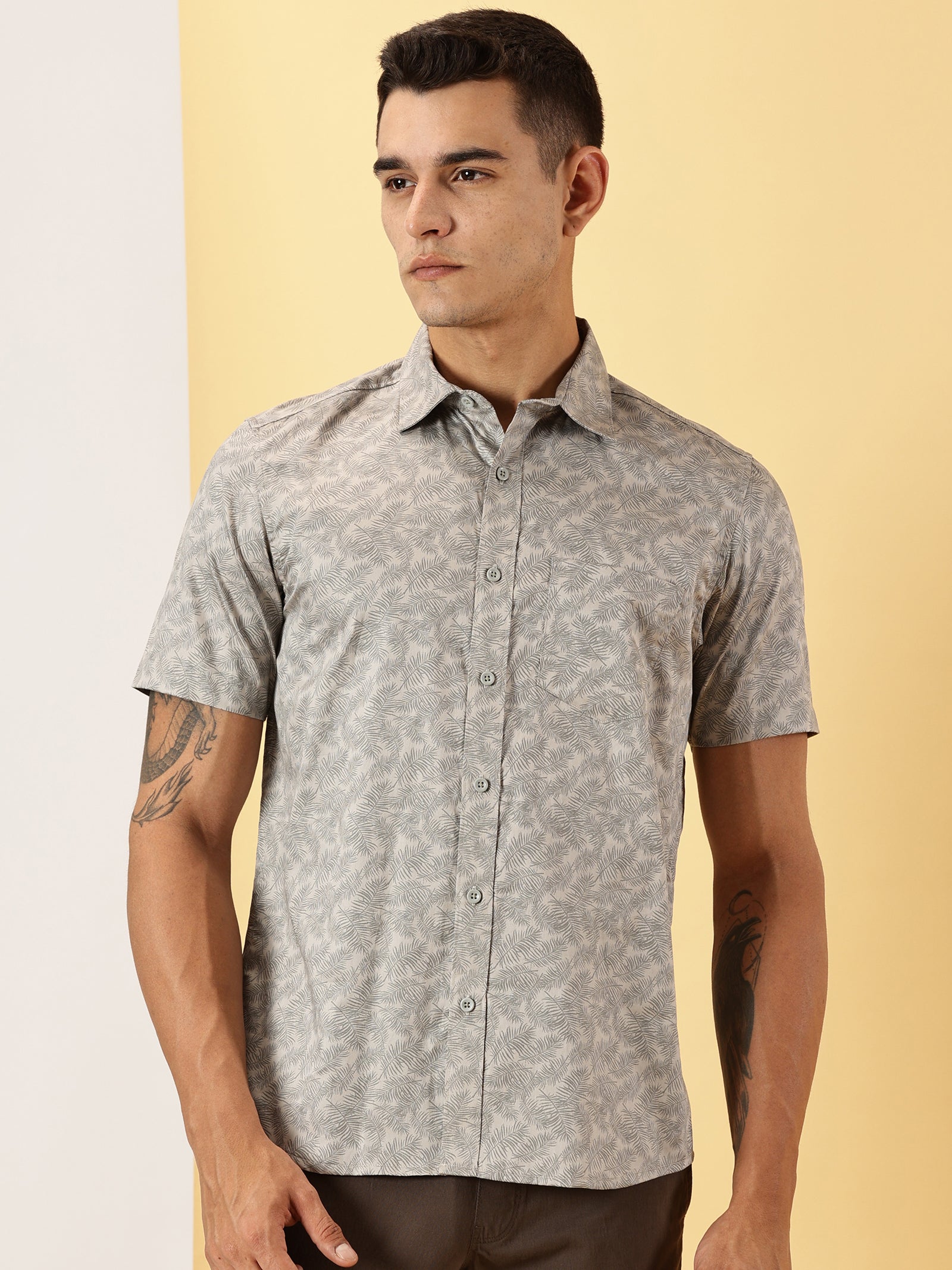 Leaf Printed Half Sleeve Shirt