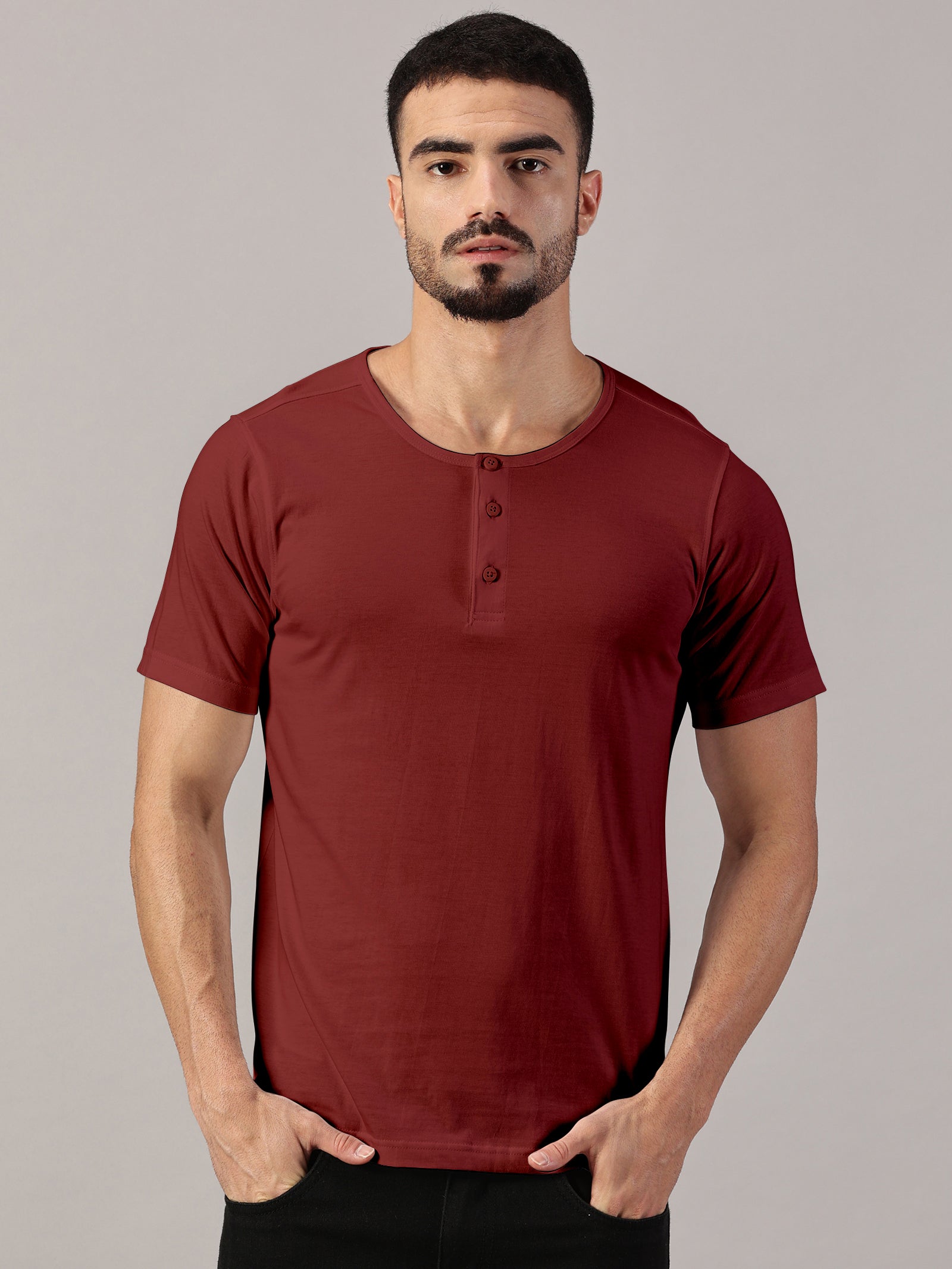 Henley Neck  Half Sleeve T-Shirt