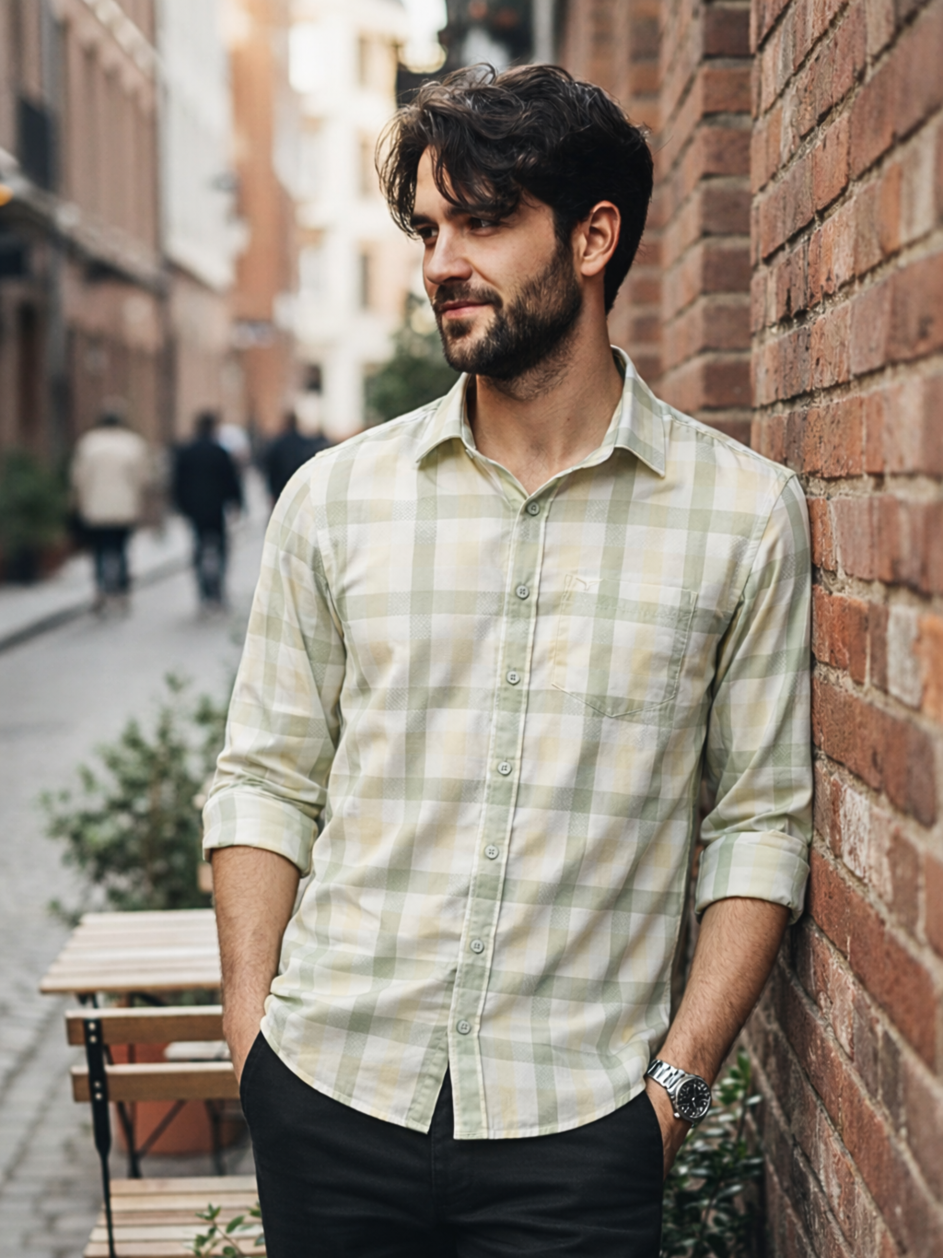 Prime Pastel Green Checkered Full Sleeve Shirt