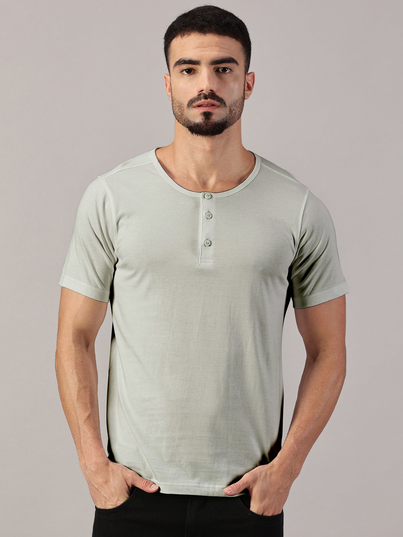 Henley Neck  Half Sleeve T-Shirt