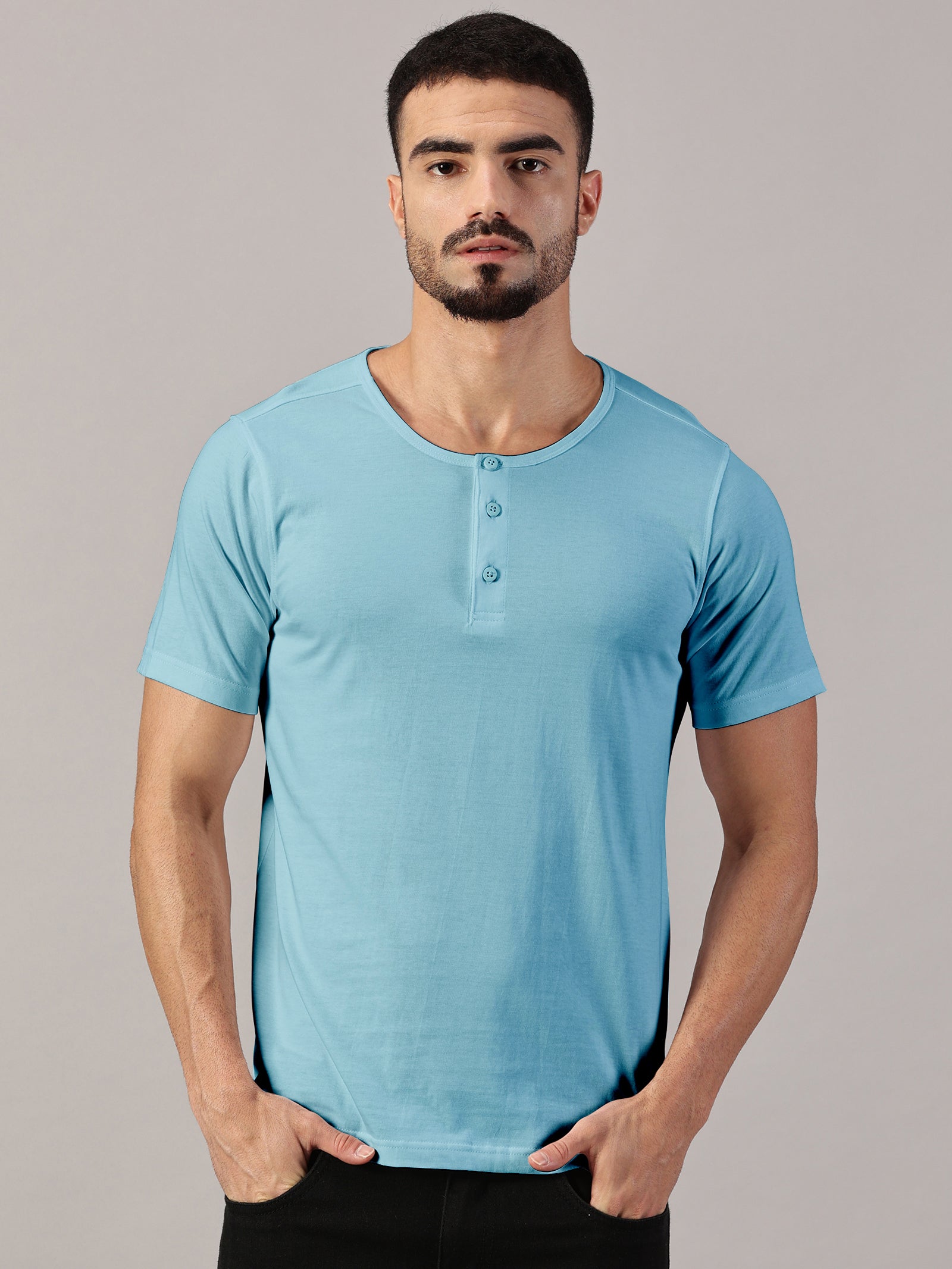 Henley Neck  Half Sleeve T-Shirt