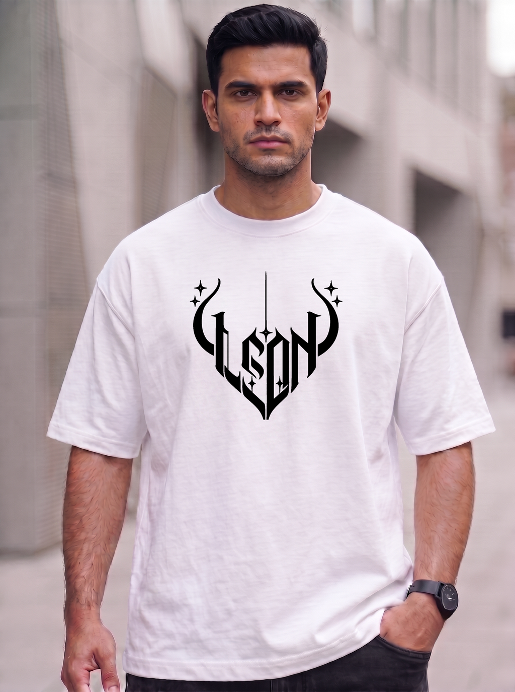 LEON Men's Oversized Gothic Printed T-Shirt LEON