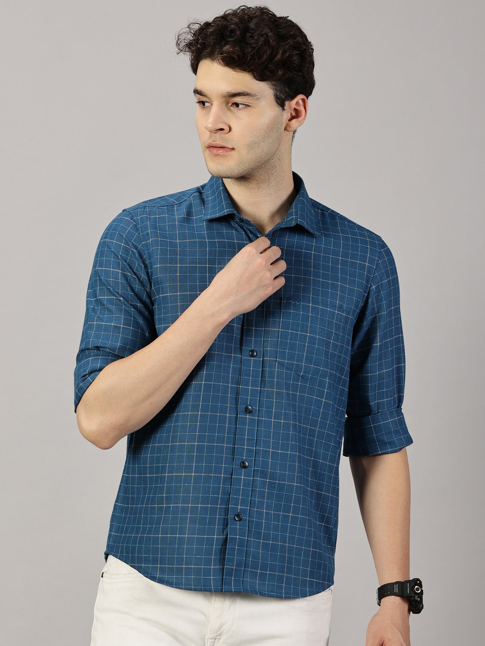 Checkered Poly Cotton Full Sleeve Shirt
