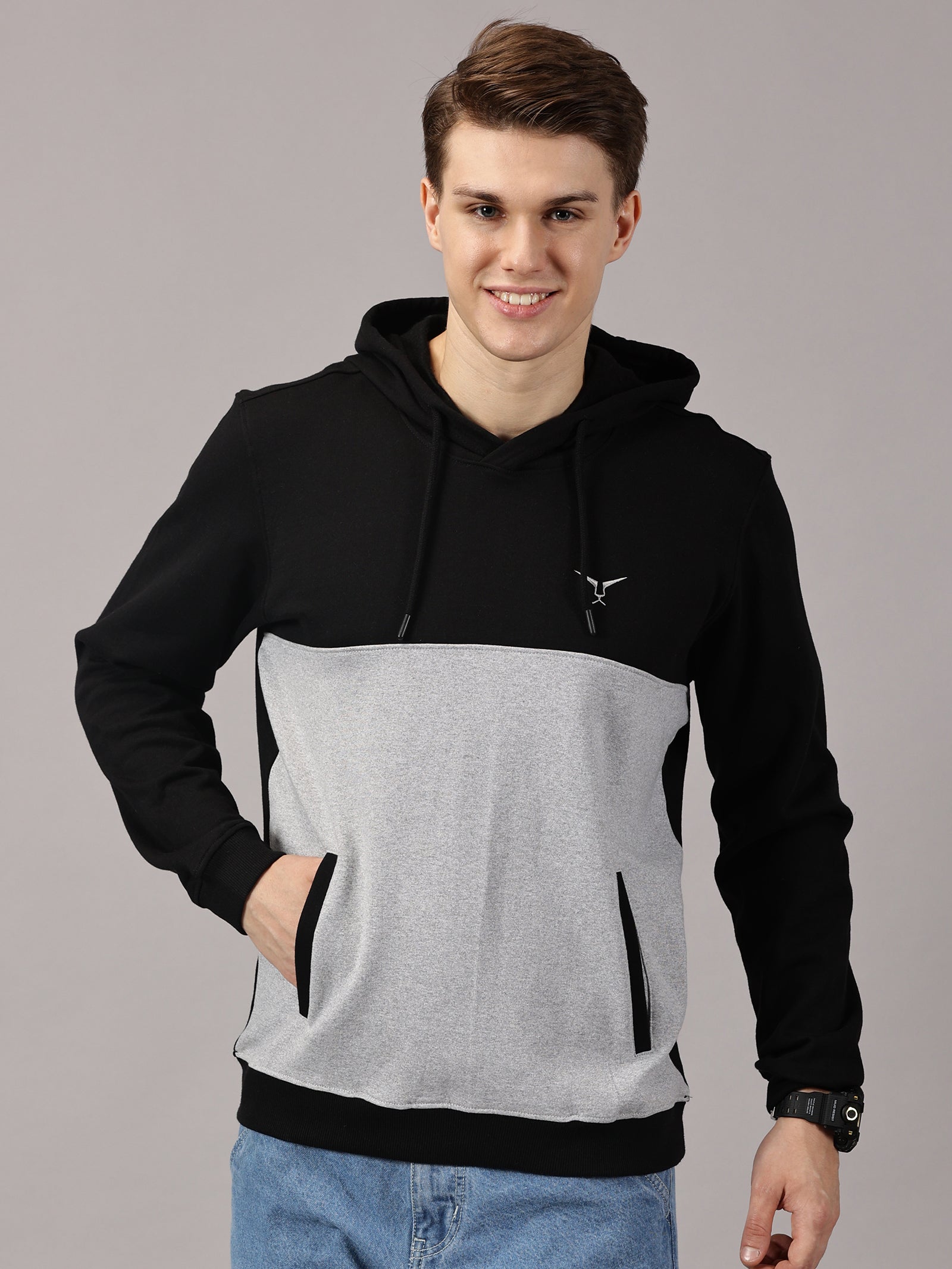 Color Block Cut & Sew Full Sleeve Pullover Hoodie