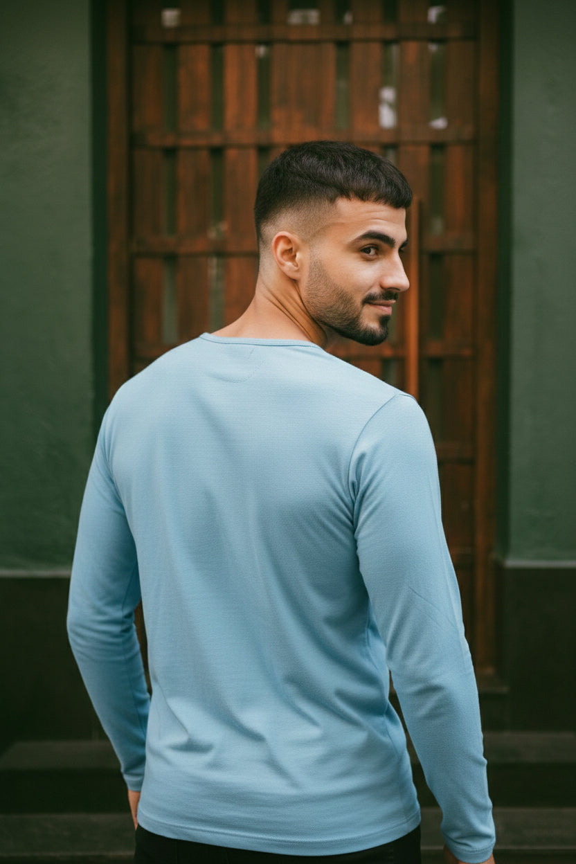 Henley Neck Full Sleeve T-Shirt