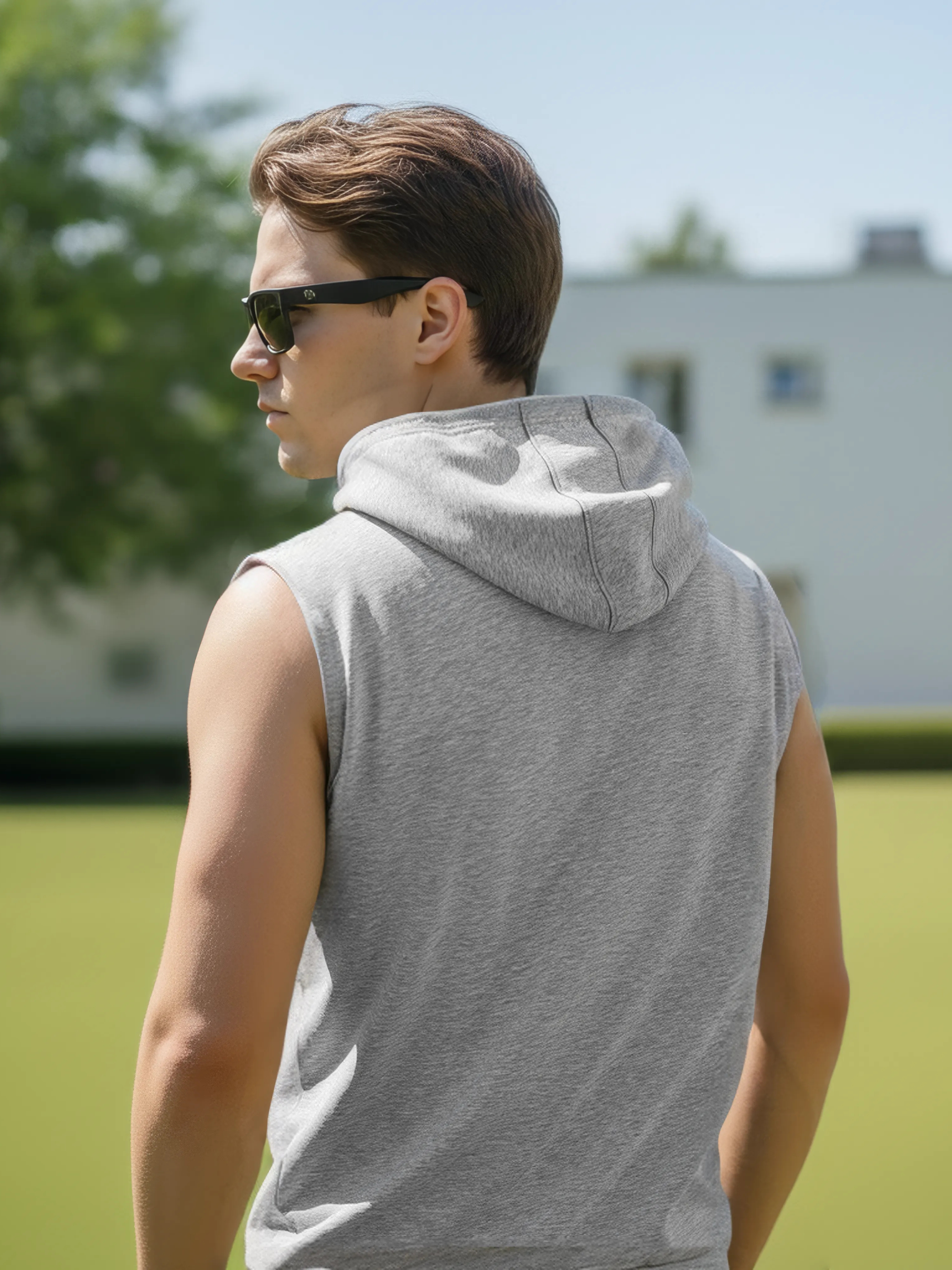 Solid Sleeveless Pullover Hoodie
