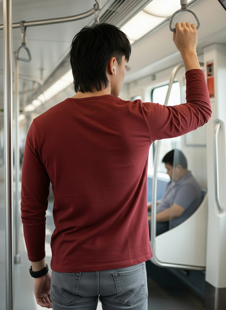 Henley Neck Full Sleeve T-Shirt