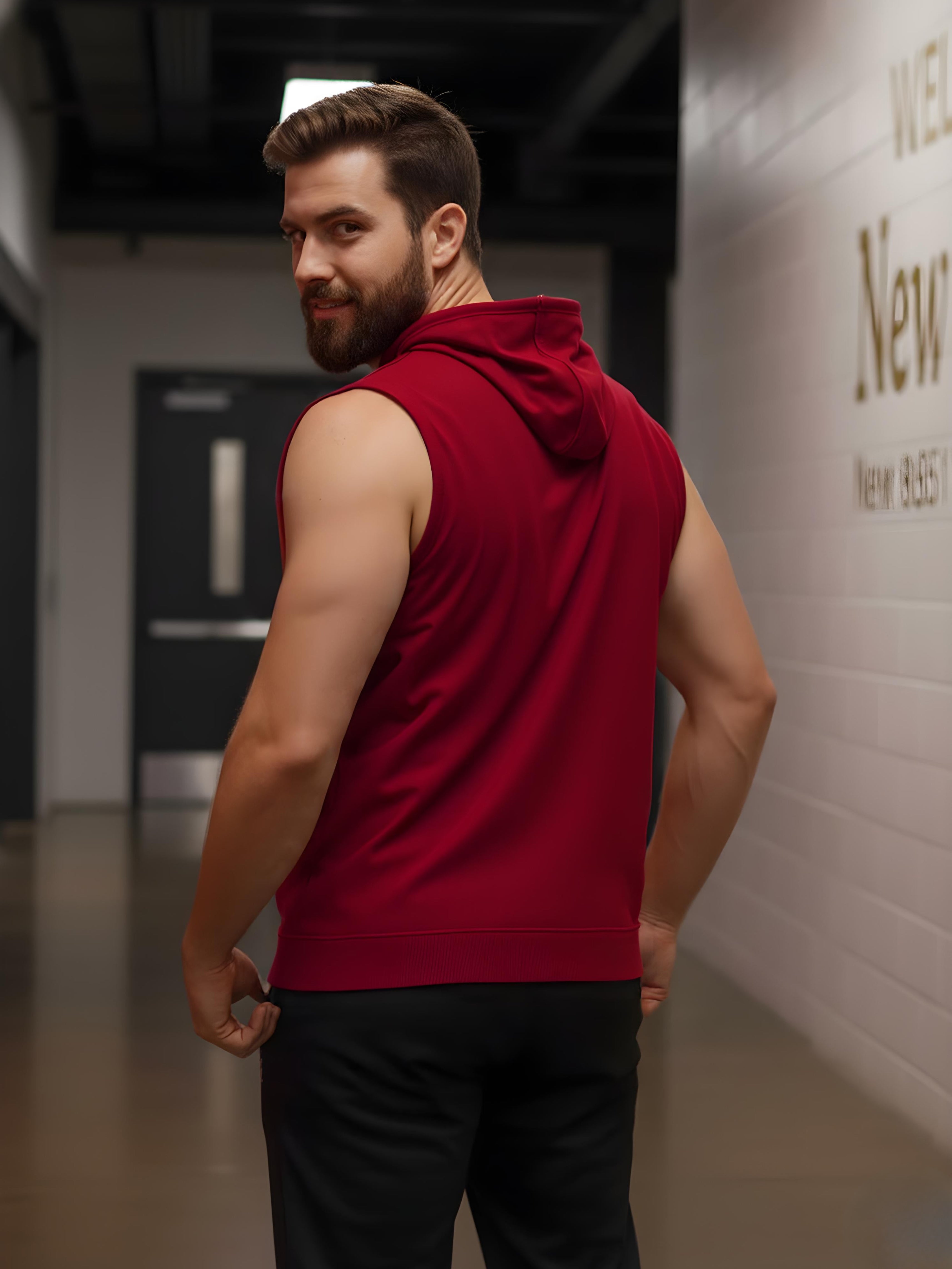 Solid Sleeveless Pullover Hoodie