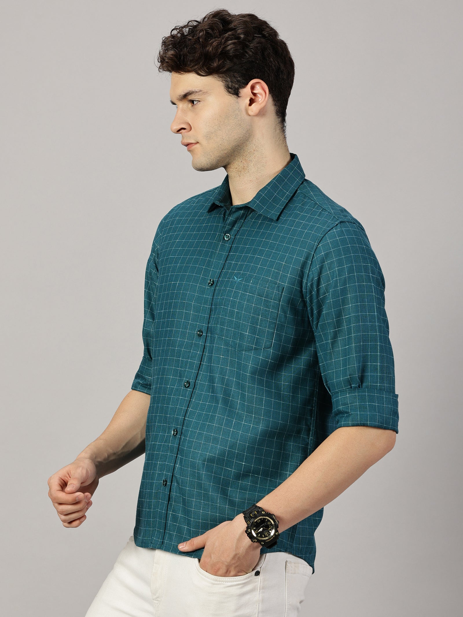 Checkered Poly Cotton Full Sleeve Shirt