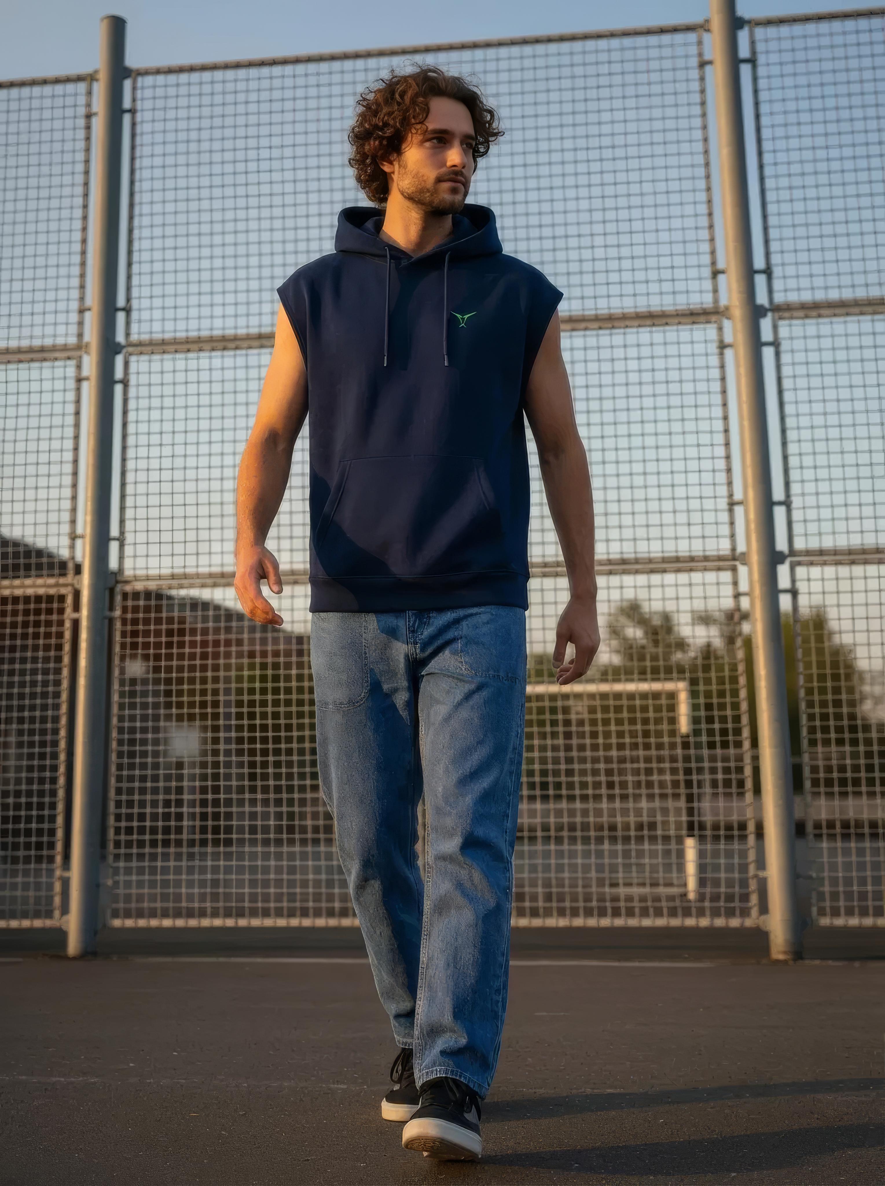 Solid Sleeveless Pullover Hoodie