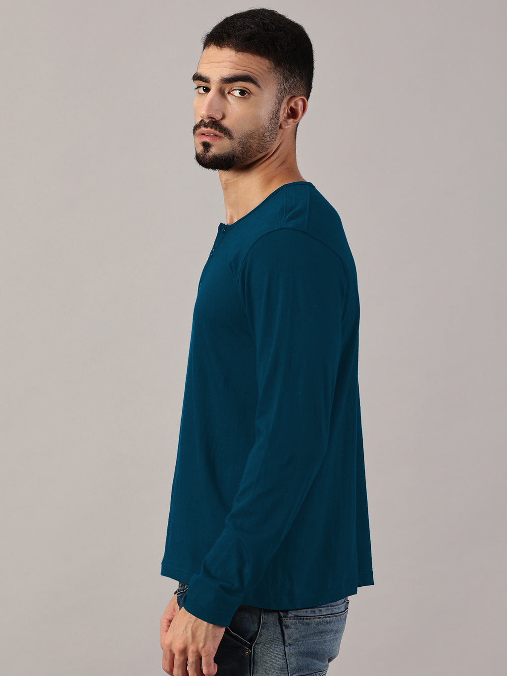 Henley Neck Full Sleeve T-Shirt