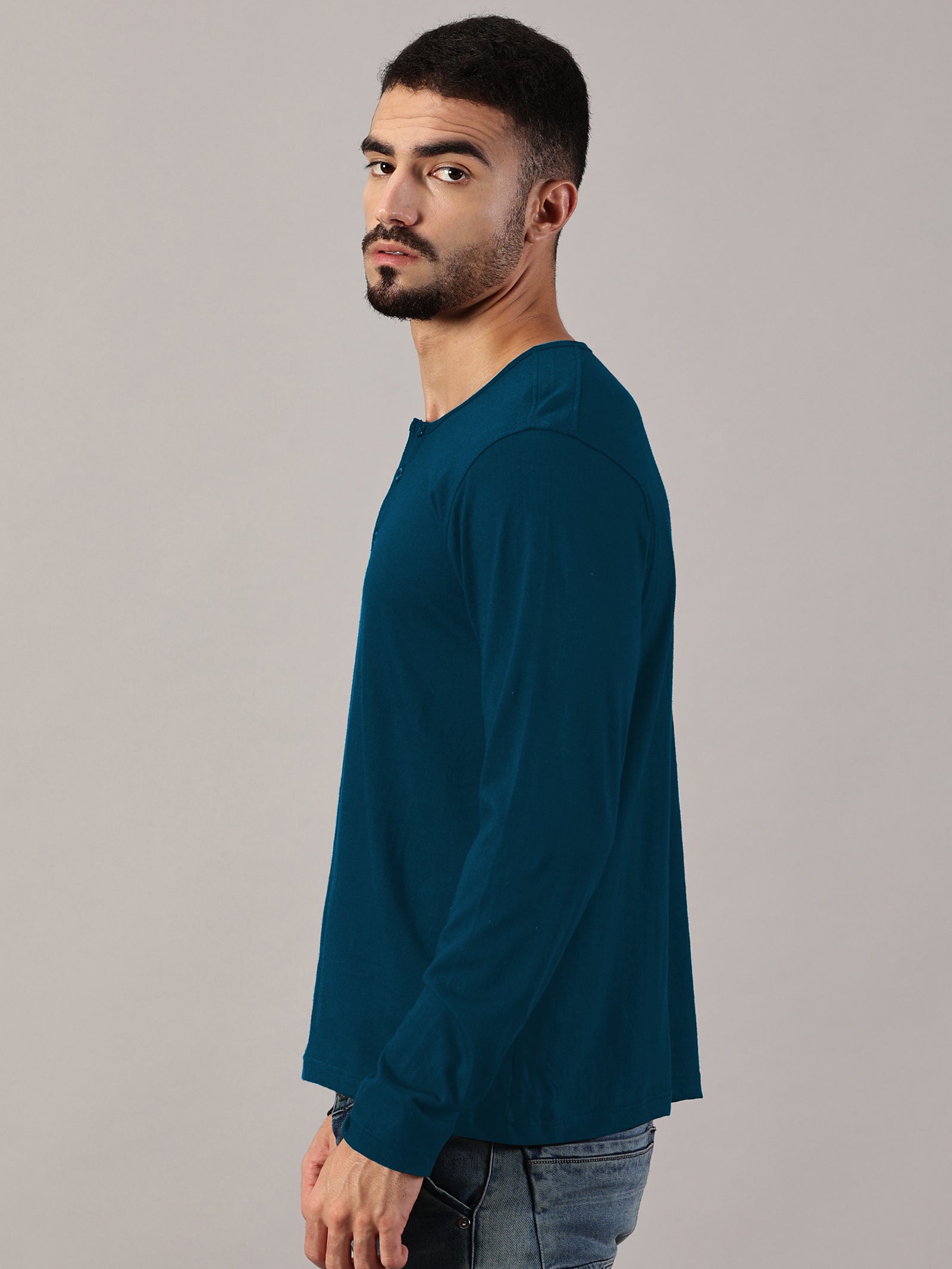 Henley Neck Full Sleeve T-Shirt