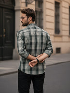 Prime Bottle Green Checkered Full Sleeve Shirt LEON