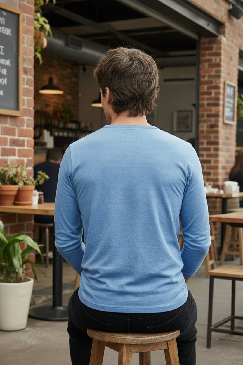 Henley Neck Full Sleeve T-Shirt
