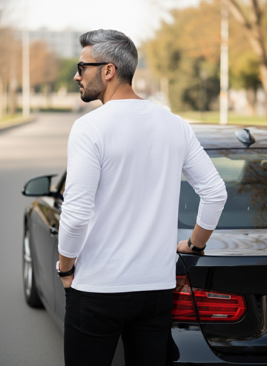 Henley Neck Full Sleeve T-Shirt
