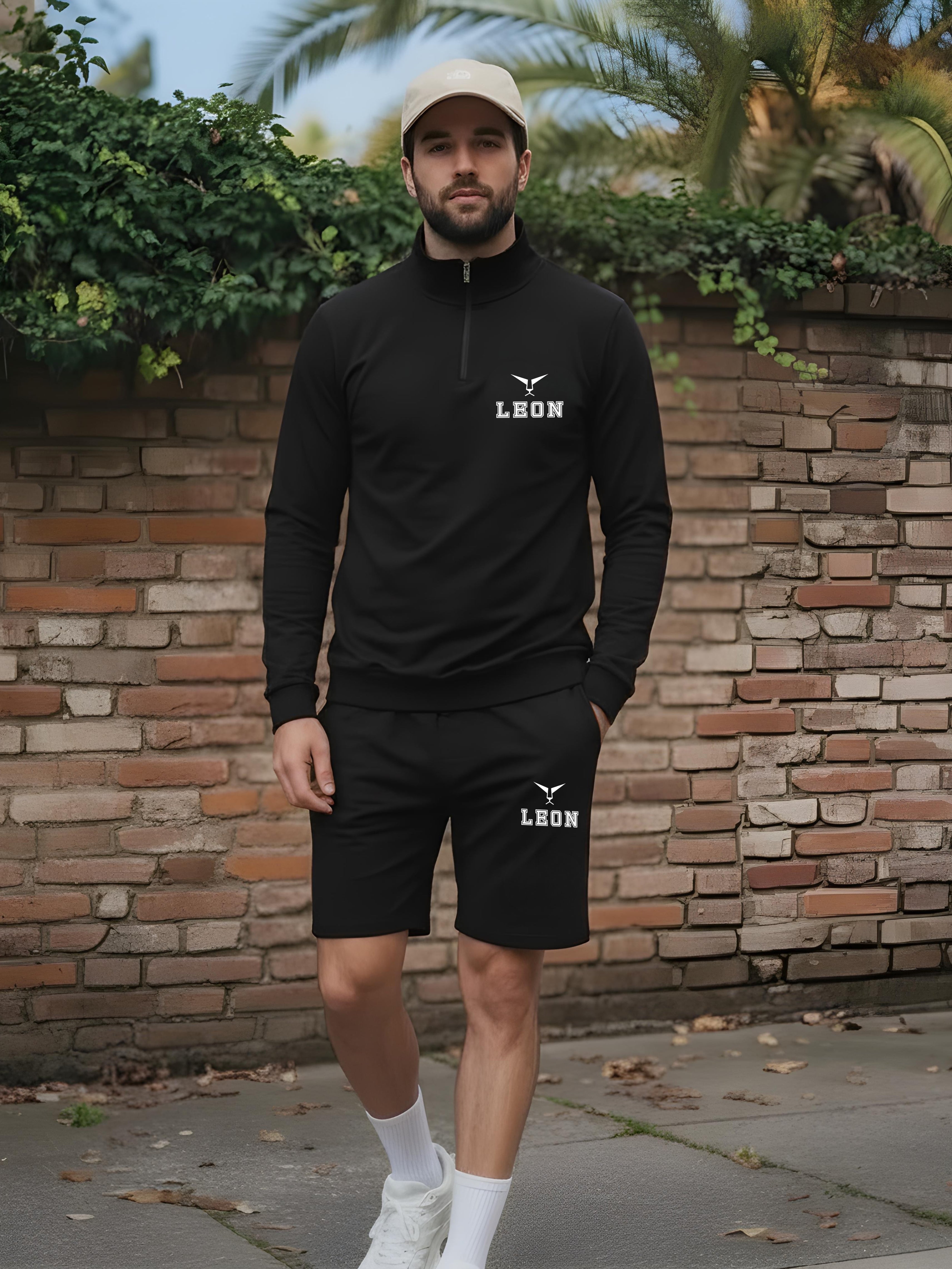 High Neck Half Zipper Sports Sweatshirt & Shorts Set