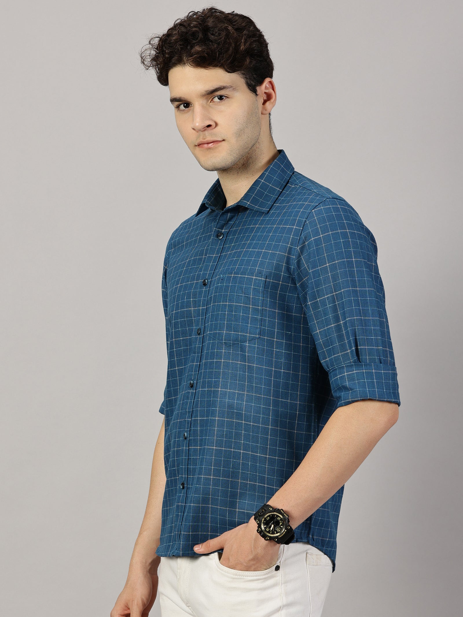 Checkered Poly Cotton Full Sleeve Shirt