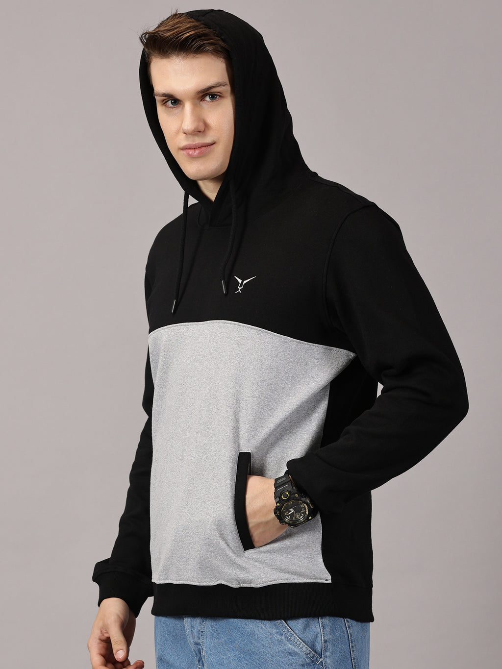 Color Block Cut & Sew Full Sleeve Pullover Hoodie