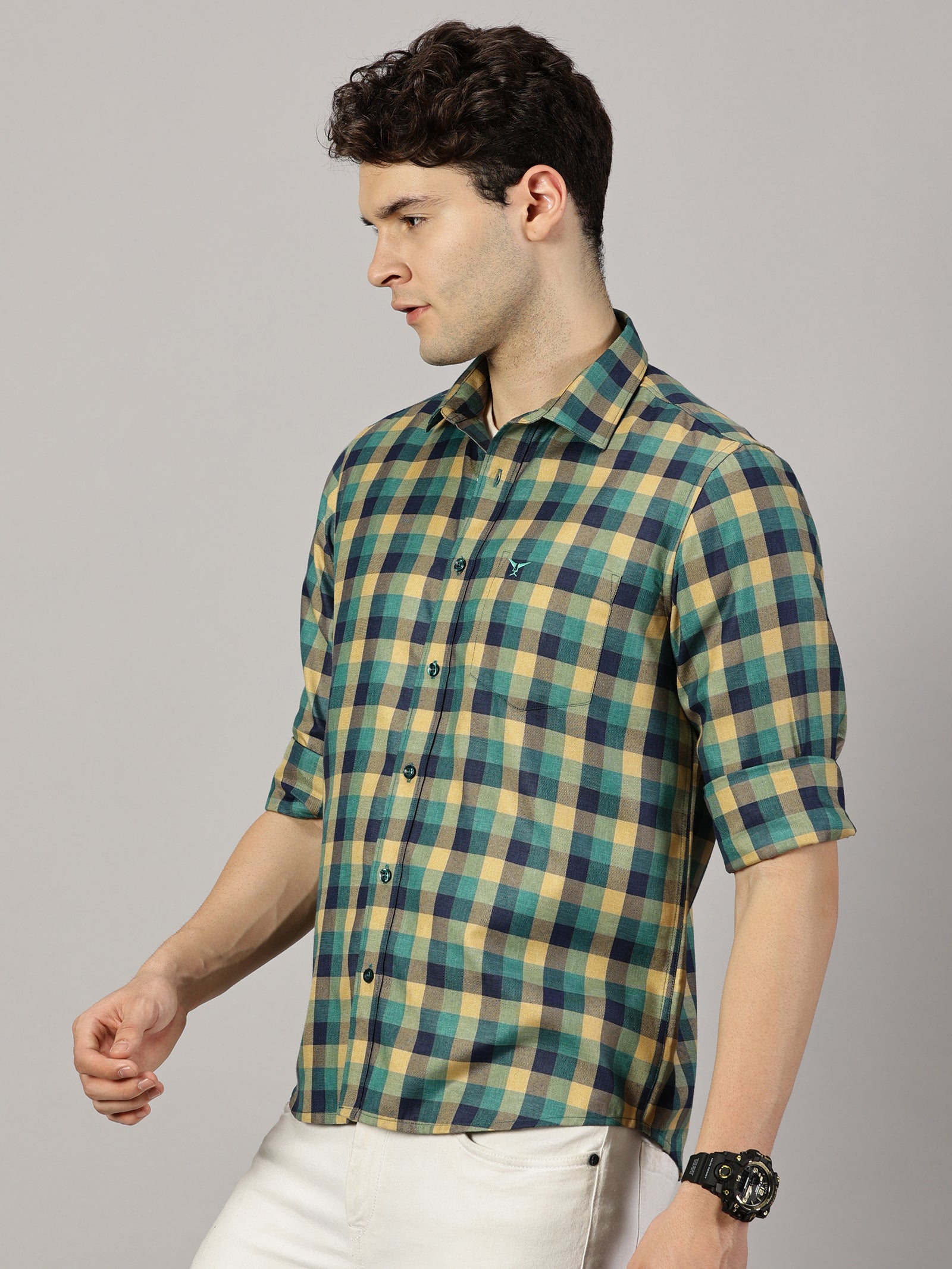 Checkered Poly Cotton Full Sleeve Shirt