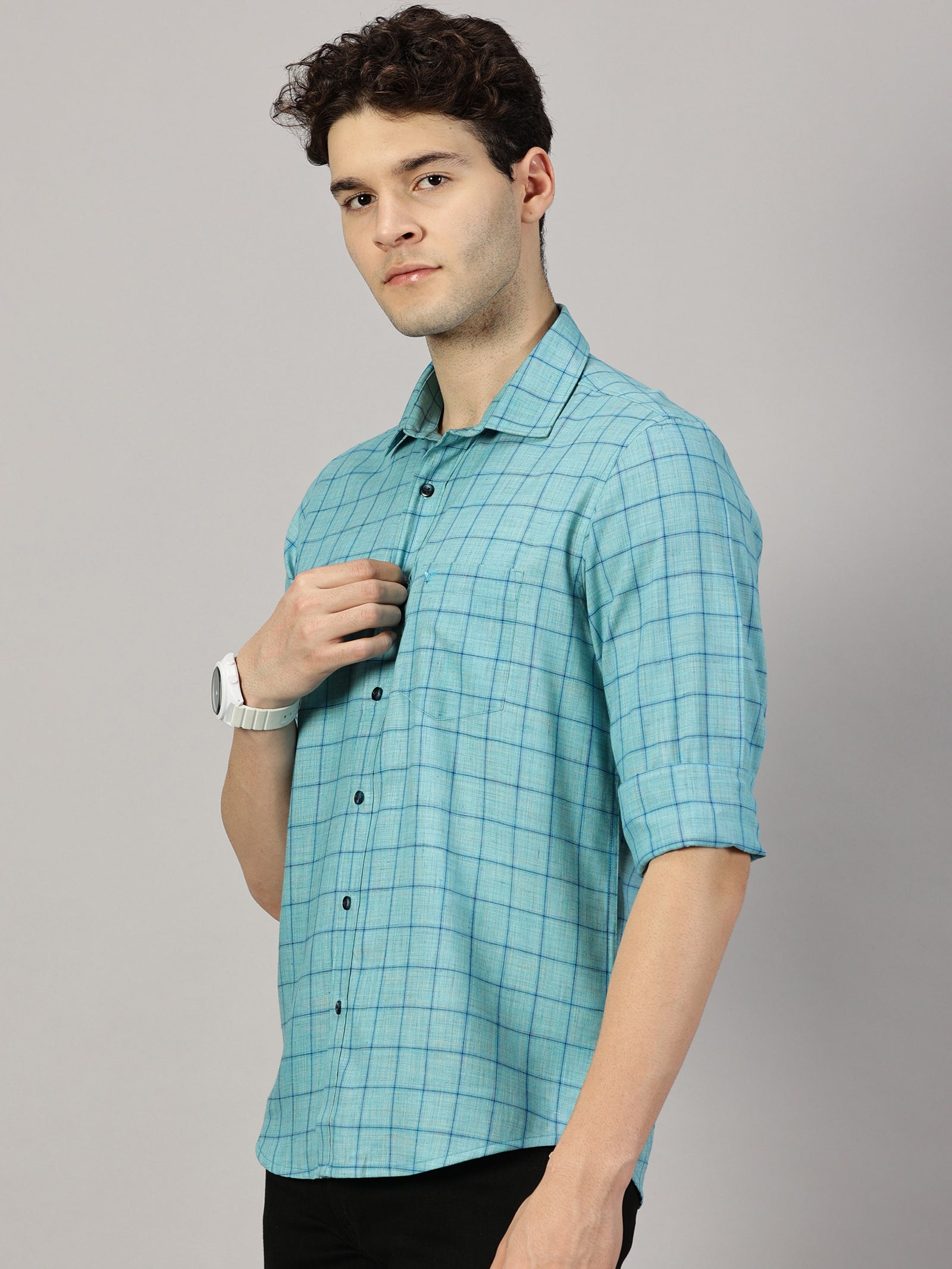 Checkered Poly Cotton Full sleeve Shirt