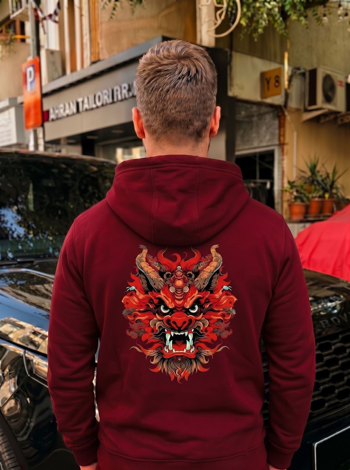 Dragon Printed Full Sleeve Pullover Hoodie LEON