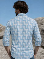 Prime Blue Patterned Full Sleeve Shirt LEON