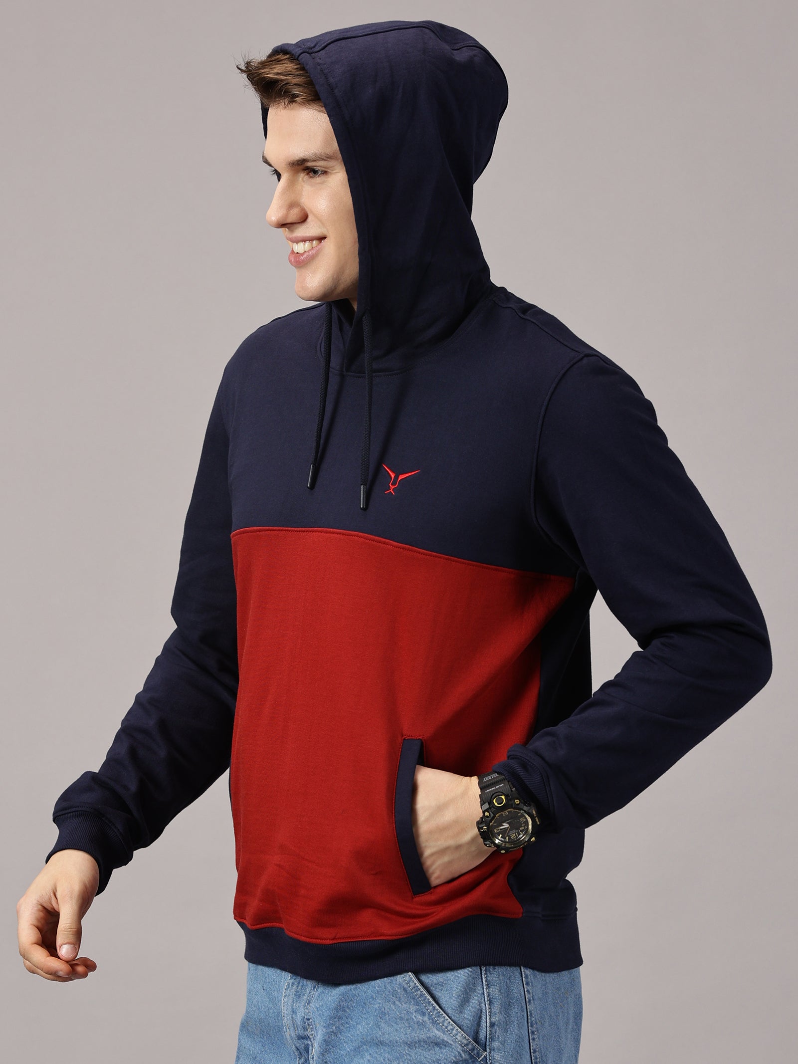 Color Block Cut & Sew Full Sleeve Pullover Hoodie