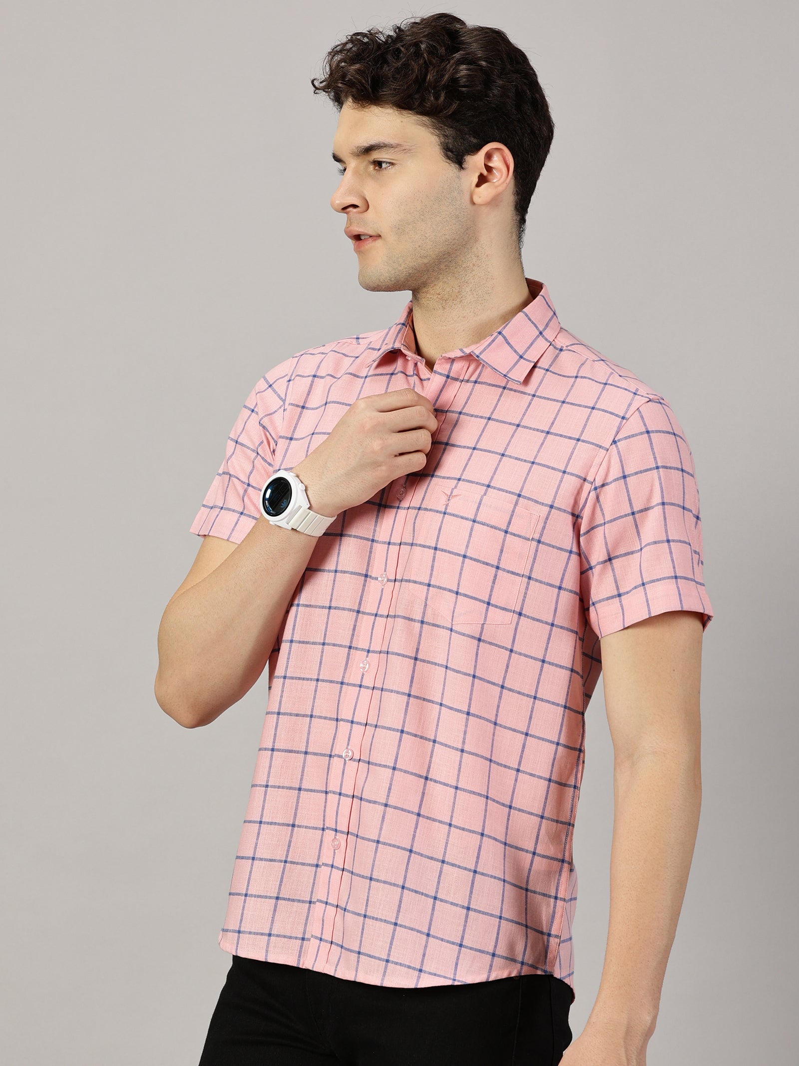 Checkered Poly Cotton Half Sleeve Shirt
