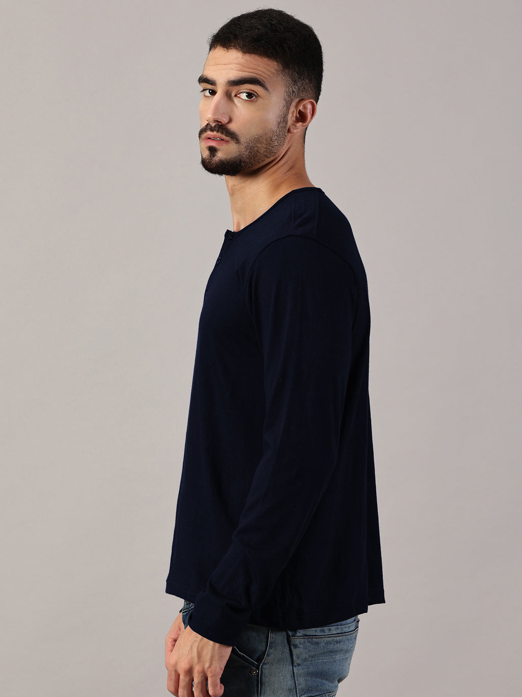 Henley Neck Full Sleeve T-Shirt