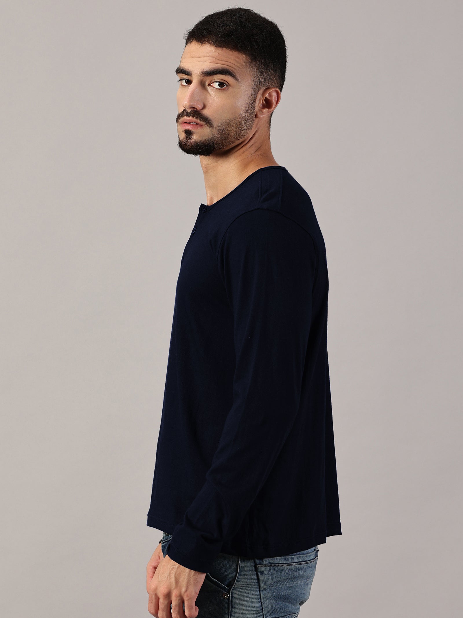 Henley Neck Full Sleeve T-Shirt