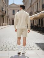 High Neck Half Zipper Sports Sweatshirt & Shorts Set