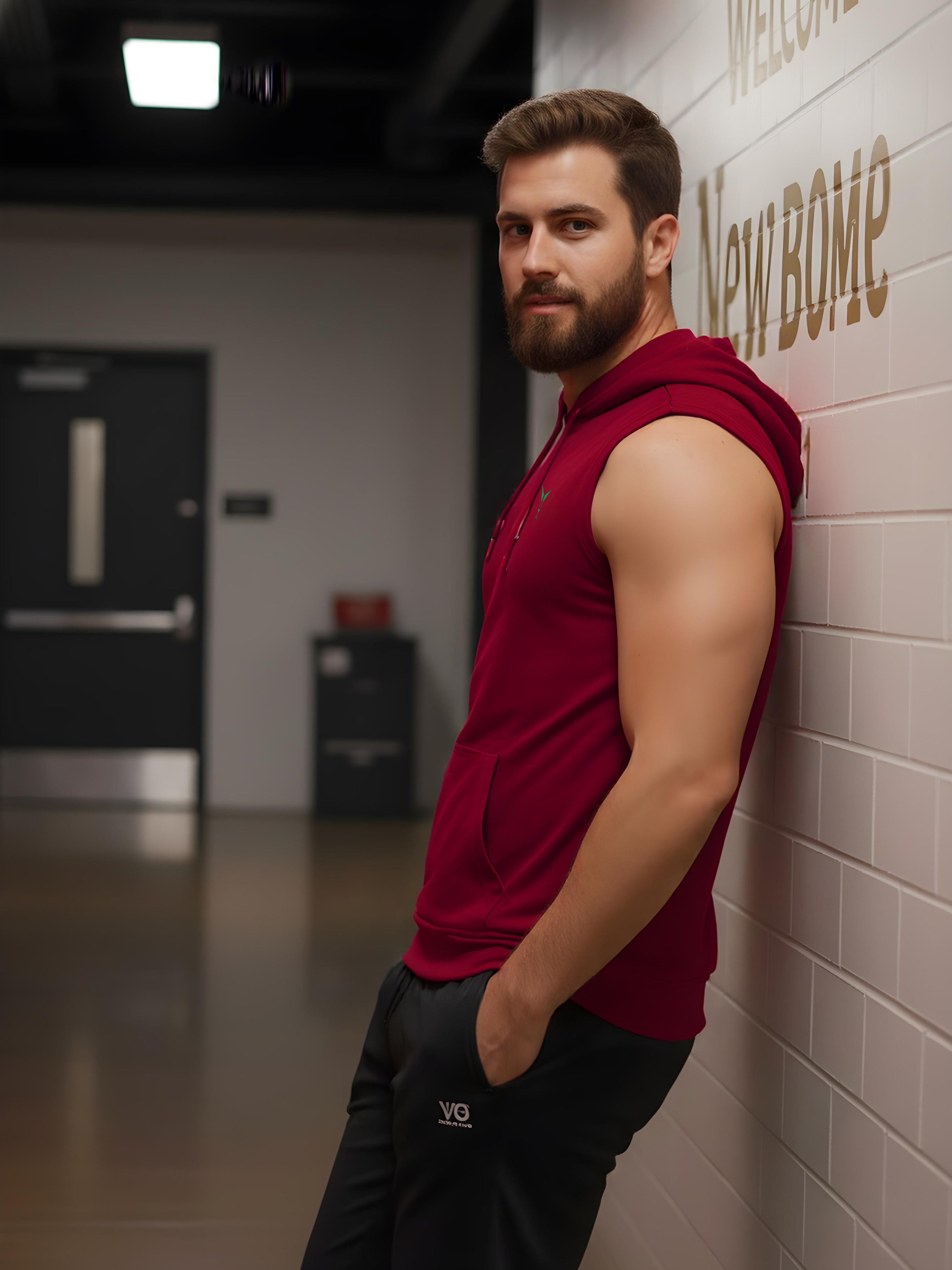 Solid Sleeveless Pullover Hoodie