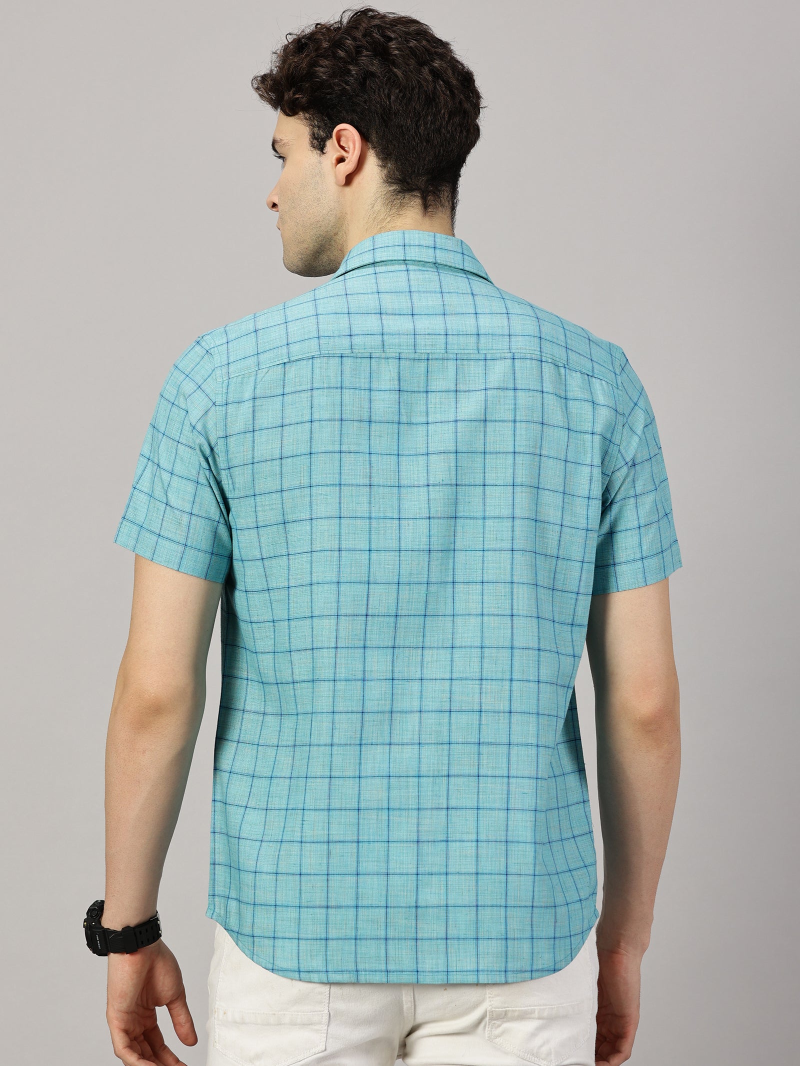 Checkered Poly Cotton Half Sleeve Shirt