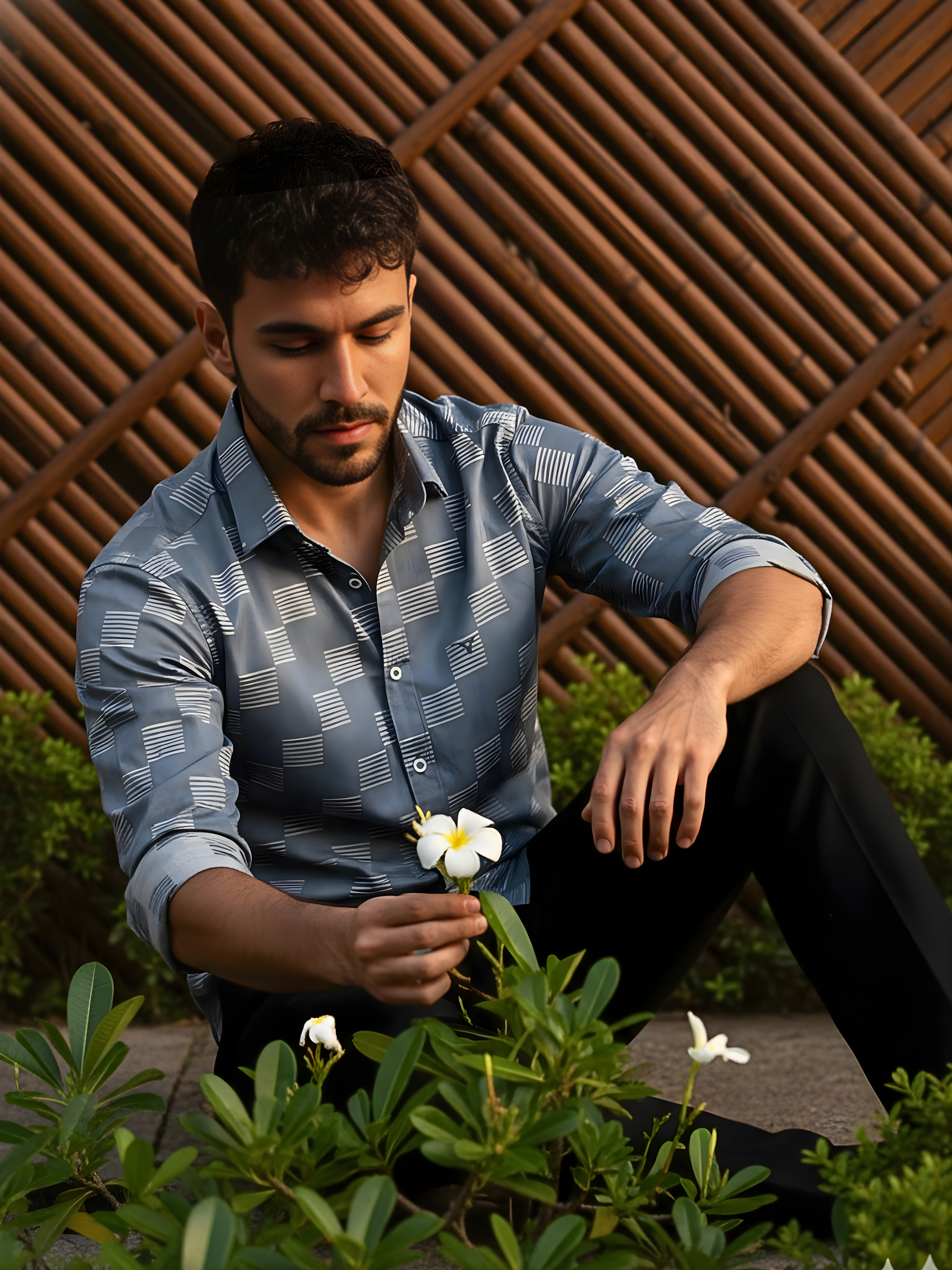 Prime Grey Patterned Full Sleeve Shirt