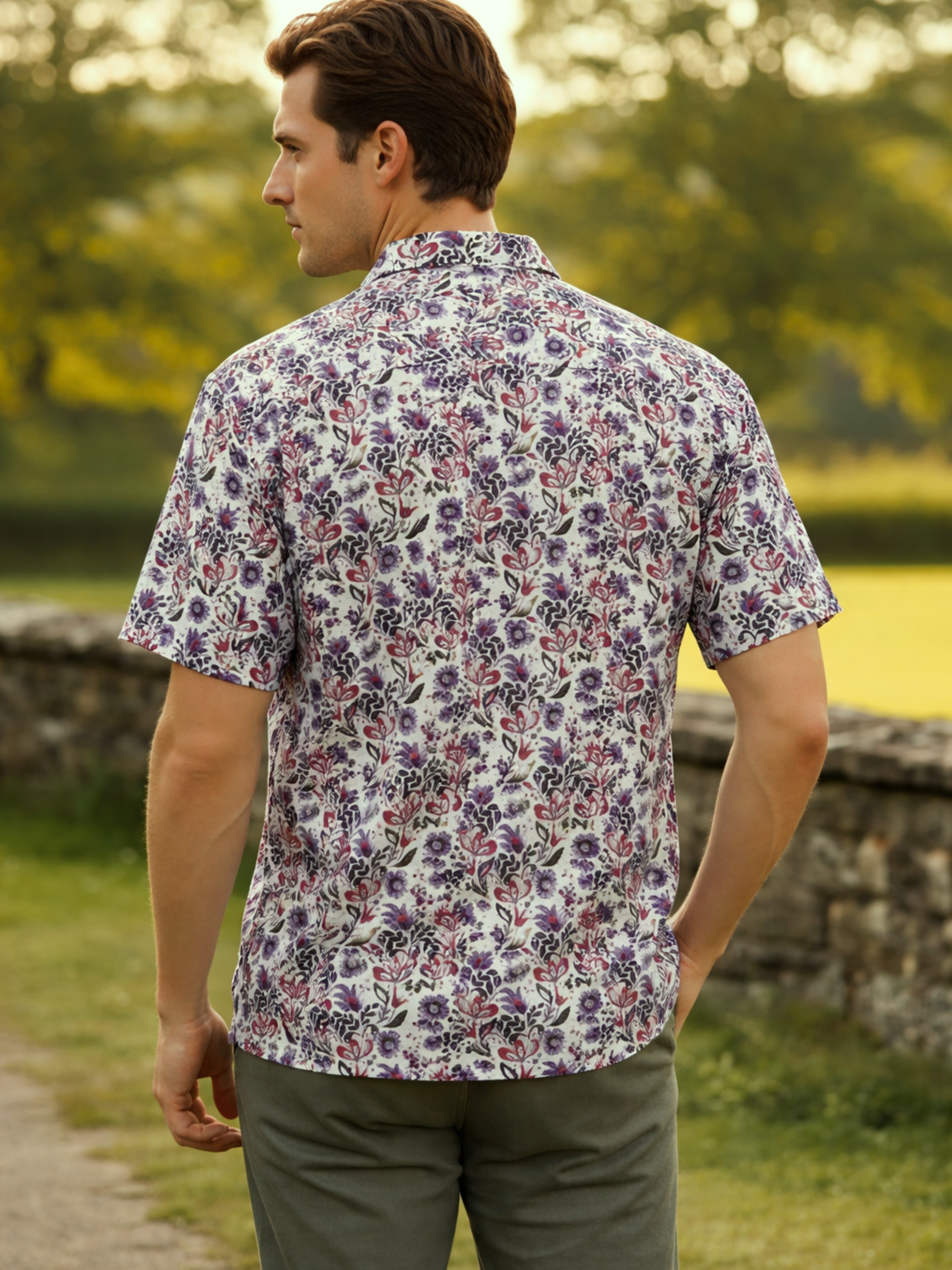 Cuban Collared Oversized Multi Coloured Floral Printed Shirt