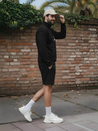 High Neck Half Zipper Sports Sweatshirt & Shorts Set