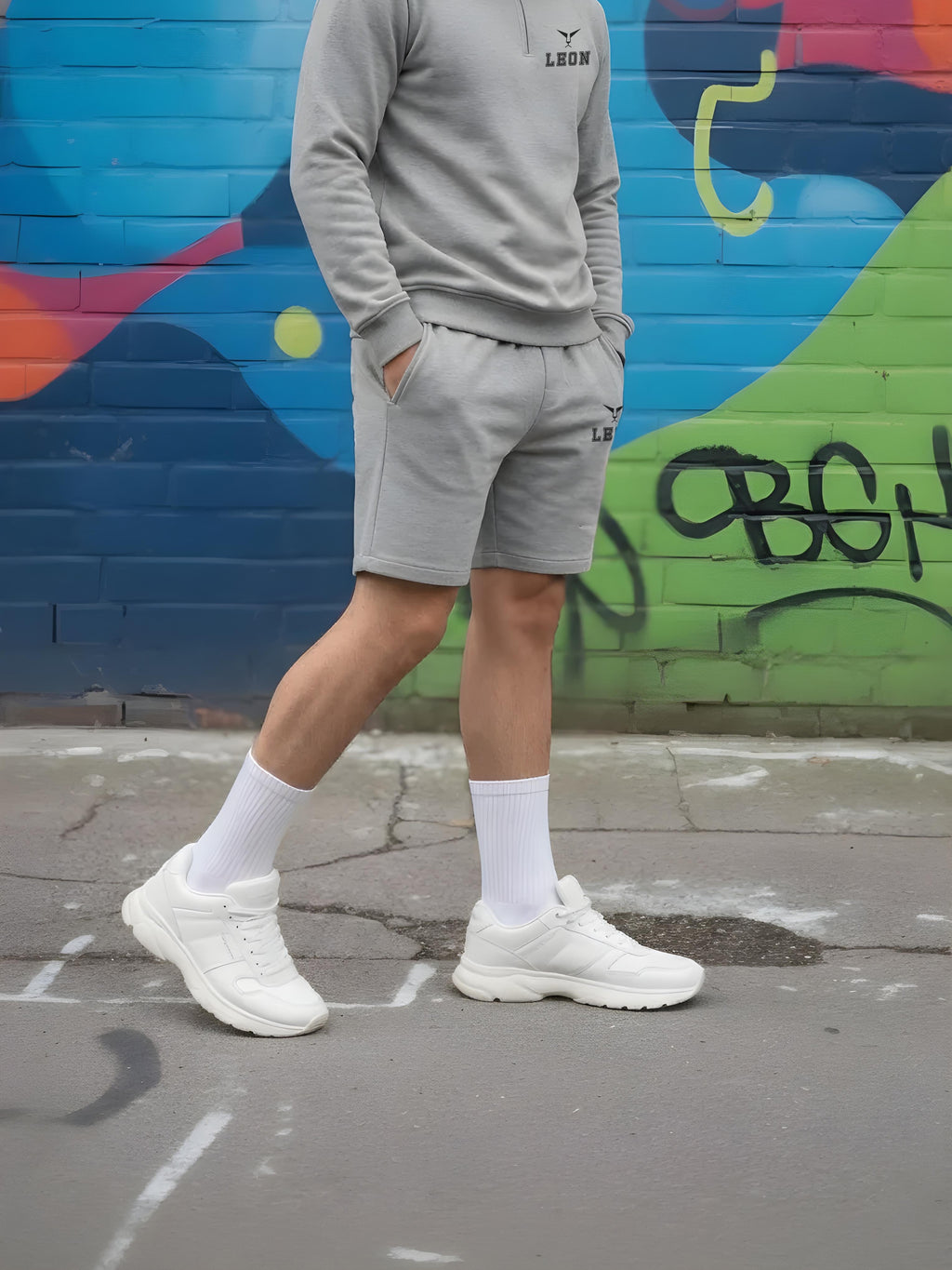 High Neck Half Zipper Sports Sweatshirt & Shorts Set